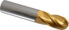 Atrax - 3/4" Diam, 1-1/2" LOC, 4 Flute Solid Carbide Ball End Mill - TiN Finish, Single End, 4" OAL, 3/4" Shank Diam - Eagle Tool & Supply