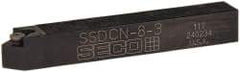 Seco - SSDC, Neutral Cut, 0° Lead Angle, 1/2" Shank Height x 1/2" Shank Width, Neutral Rake Indexable Turning Toolholder - 3-1/2" OAL, SC..32.5. Insert Compatibility, Series Screw Lock - Eagle Tool & Supply