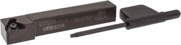 Seco - STGC, Right Hand Cut, 3/8" Shank Height x 3/8" Shank Width, Neutral Rake Indexable Turning Toolholder - 2-1/2" OAL, TC..21.5. Insert Compatibility, Series Screw Lock - Eagle Tool & Supply