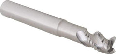 Iscar - 3/8" Diam, Coarse Pitch, 1/2" LOC, 3 Flute Solid Carbide 0.008" Corner Radius Roughing End Mill - Uncoated, 3" OAL, 3/8" Shank Diam, Single End, Centercutting, 45° Helix - Eagle Tool & Supply