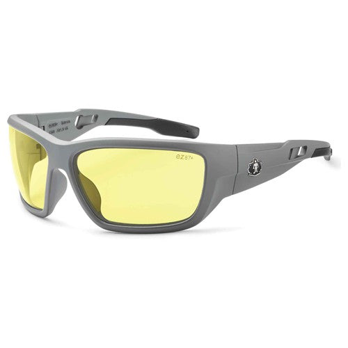 Baldr Yellow Lens Matte Gray Safety Glasses - Eagle Tool & Supply