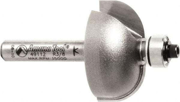 Amana Tool - 1-1/8" Cut Diam, 9/16" Length of Cut, 2 Flute Cove Edge Profile Router Bit - Carbide-Tipped, 1/4" Shank Diam, 2" OAL, Uncoated - Eagle Tool & Supply