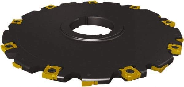 Seco - Arbor Hole Connection, 0.2756" Cutting Width, 0.811" Depth of Cut, 80mm Cutter Diam, 0.8661" Hole Diam, 4 Tooth Indexable Slotting Cutter - 335.19 Toolholder, SNHQ 1204 Insert - Eagle Tool & Supply