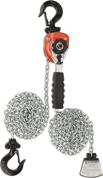 CM - 550 Lb Lifting Capacity, 10' Lift Height, Mini-Ratchet Lever Hoist - Made from Chain, 56 Lb Avg Pull to Lift Rated Load, 1 Chain - Eagle Tool & Supply
