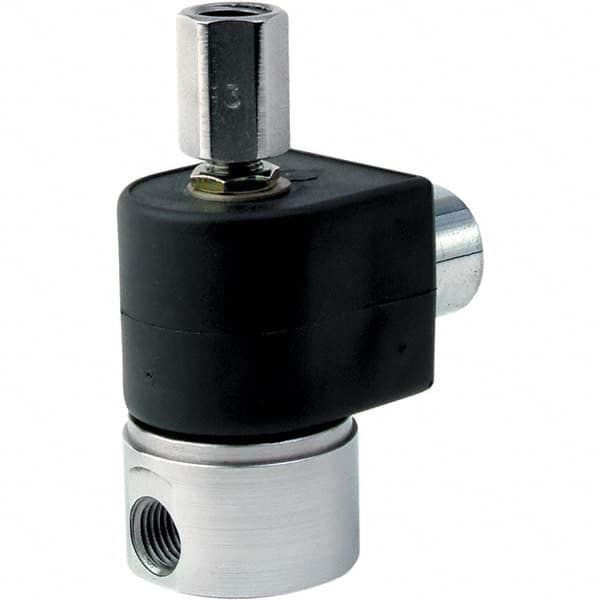 Parker - 120/60 - 110/50 VAC 1/4" NPT Port Stainless Steel Three-Way Direct Acting Solenoid Valve - Eagle Tool & Supply