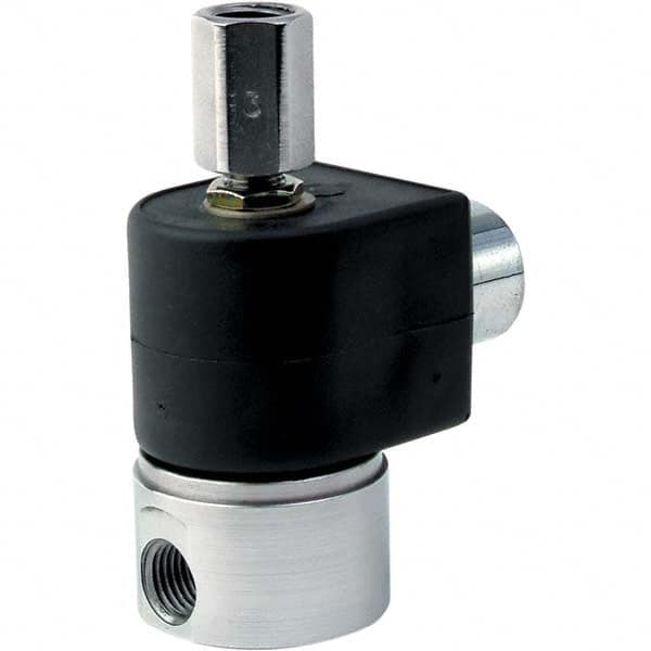 Solenoid Valve: 1/4″ Port, NPT Normally Closed, Stainless Steel, FKM Fluorocarbon Seal, 24Vdc