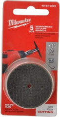 Milwaukee Tool - 1-1/2" Aluminum Oxide Cutoff Wheel - 0.045" Thick, 0.0125" Arbor, Use with Die Grinders - Eagle Tool & Supply