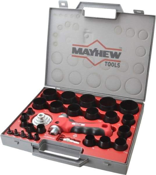 Mayhew - 28 Piece, 1/8 to 2", Hollow Punch Set - Carbon Alloy Steel, Comes in Polypropylene Case - Eagle Tool & Supply