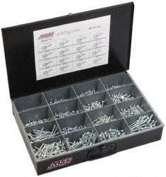 Value Collection - 970 Piece, #6-1/2 to #14 - 2-1/2, Steel Set Screw Assortment - Hex Head, Hex Drive, 1/2 to 2-1/2" Long, Zinc-Plated Finish - Eagle Tool & Supply