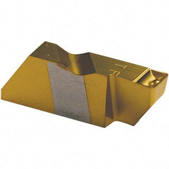 Tool-Flo - 3189FLFD P Grade GP3R, 4.8mm Cutting Width Carbide Grooving Insert - 1/4" Max Depth of Cut, Left Hand, 0.02 to 0.025" Corner Radius, TiN Finish - Eagle Tool & Supply