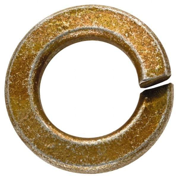 Made in USA - 1/2", 1/8" Thick Split Lock Washer - 1060 Spring Steel, Zinc Yellow Dichromate Finish, 0.502" Min ID, 0.512" Max ID, 0.889" Max OD - Eagle Tool & Supply