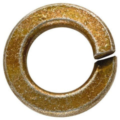 Made in USA - 1/2", 1/8" Thick Split Lock Washer - 1060 Spring Steel, Zinc Yellow Dichromate Finish, 0.502" Min ID, 0.512" Max ID, 0.889" Max OD - Eagle Tool & Supply