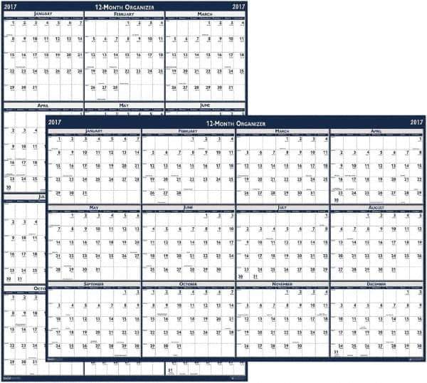 House of Doolittle - 1 Sheet, 24 x 37", Erasable Wall Calendar - Blue & Gray - Eagle Tool & Supply