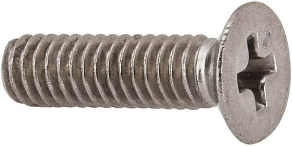 Made in USA - #8-32 UNC, 5/8" OAL Phillips Drive Machine Screw - Flat Head, Grade 18-8 Stainless Steel, Passivated Finish, Without Washer - Eagle Tool & Supply