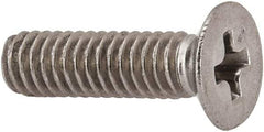 Made in USA - #8-32 UNC, 5/8" OAL Phillips Drive Machine Screw - Flat Head, Grade 18-8 Stainless Steel, Passivated Finish, Without Washer - Eagle Tool & Supply