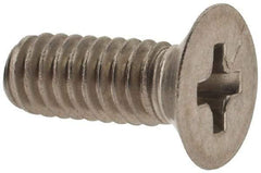 Made in USA - #8-32 UNC, 7/16" OAL Phillips Drive Machine Screw - Flat Head, Grade 18-8 Stainless Steel, Passivated Finish, Without Washer - Eagle Tool & Supply