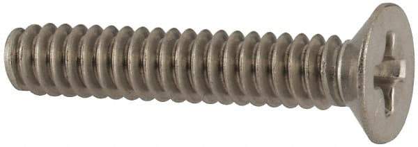 Made in USA - #6-32 UNC, 3/4" OAL Phillips Drive Machine Screw - Flat Head, Grade 18-8 Stainless Steel, Passivated Finish, Without Washer - Eagle Tool & Supply