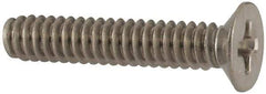 Made in USA - #6-32 UNC, 3/4" OAL Phillips Drive Machine Screw - Flat Head, Grade 18-8 Stainless Steel, Passivated Finish, Without Washer - Eagle Tool & Supply