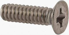 Made in USA - #6-32 UNC, 1/2" OAL Phillips Drive Machine Screw - Flat Head, Grade 18-8 Stainless Steel, Passivated Finish, Without Washer - Eagle Tool & Supply