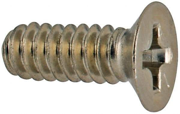 Made in USA - #6-32 UNC, 3/8" OAL Phillips Drive Machine Screw - Flat Head, Grade 18-8 Stainless Steel, Passivated Finish, Without Washer - Eagle Tool & Supply
