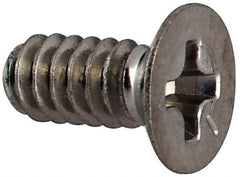 Made in USA - #6-32 UNC, 5/16" OAL Phillips Drive Machine Screw - Flat Head, Grade 18-8 Stainless Steel, Passivated Finish, Without Washer - Eagle Tool & Supply