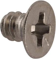 Made in USA - #6-32 UNC, 3/16" OAL Phillips Drive Machine Screw - Flat Head, Grade 18-8 Stainless Steel, Passivated Finish, Without Washer - Eagle Tool & Supply