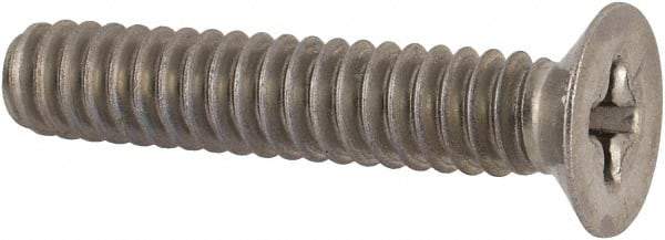 Made in USA - #10-24 UNC, 1" OAL Phillips Drive Machine Screw - Flat Head, Grade 18-8 Stainless Steel, Without Washer - Eagle Tool & Supply