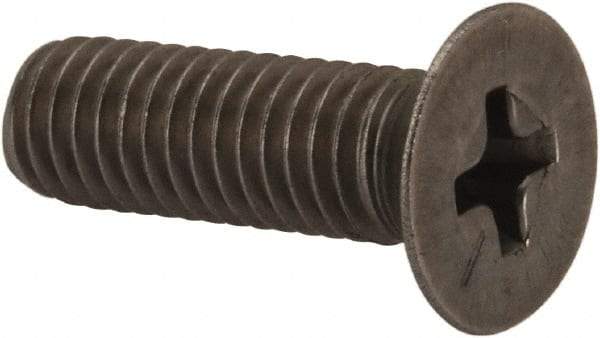 Made in USA - #10-32 UNF, 5/8" OAL Phillips Drive Machine Screw - Flat Head, Grade 18-8 Stainless Steel, Passivated Finish, Without Washer - Eagle Tool & Supply