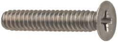 Made in USA - #10-32 UNF, 3/8" OAL Phillips Drive Machine Screw - Flat Head, Grade 18-8 Stainless Steel, Passivated Finish, Without Washer - Eagle Tool & Supply