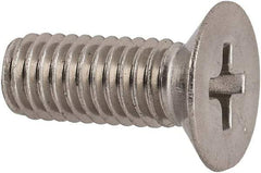 Made in USA - #10-32 UNF, 1/2" OAL Phillips Drive Machine Screw - Flat Head, Grade 18-8 Stainless Steel, Passivated Finish, Without Washer - Eagle Tool & Supply
