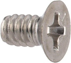 Made in USA - #6-32 UNC, 1/4" OAL Phillips Drive Machine Screw - Flat Head, Grade 18-8 Stainless Steel, Passivated Finish, Without Washer - Eagle Tool & Supply
