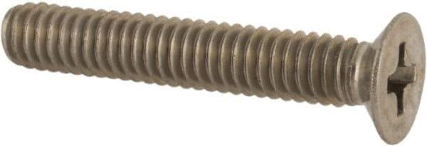 Made in USA - #8-32 UNC, 1" OAL Phillips Drive Machine Screw - Flat Head, Grade 18-8 Stainless Steel, Passivated Finish, Without Washer - Eagle Tool & Supply
