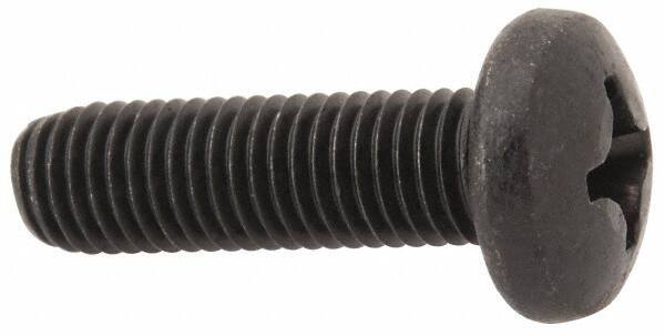 Made in USA - 1/4-28 UNF, 7/8" Length Under Head Phillips Drive Machine Screw - Pan Head, Grade 18-8 Stainless Steel, Black Oxide Finish, Without Washer - Eagle Tool & Supply