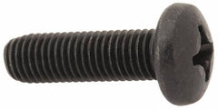 Made in USA - 1/4-28 UNF, 7/8" Length Under Head Phillips Drive Machine Screw - Pan Head, Grade 18-8 Stainless Steel, Black Oxide Finish, Without Washer - Eagle Tool & Supply