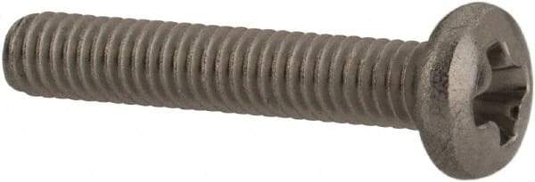 Made in USA - #2-64 UNF, 1/2" Length Under Head Phillips Drive Machine Screw - Pan Head, Grade 18-8 Stainless Steel, Black Oxide Finish, Without Washer - Eagle Tool & Supply