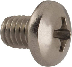 Made in USA - #10-32 UNF, 1/4" Length Under Head Phillips Drive Machine Screw - Pan Head, Grade 18-8 Stainless Steel, Black Oxide Finish, Without Washer - Eagle Tool & Supply