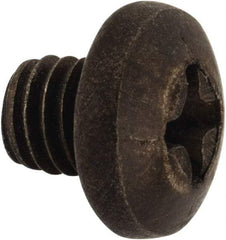 Made in USA - #10-32 UNF, 3/16" Length Under Head Phillips Drive Machine Screw - Pan Head, Grade 18-8 Stainless Steel, Black Oxide Finish, Without Washer - Eagle Tool & Supply