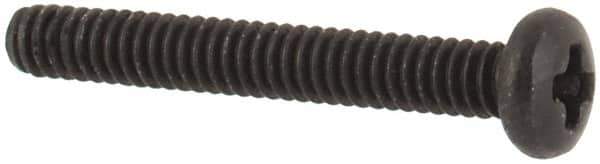 Made in USA - #0-80 UNF, 7/16" Length Under Head Phillips Drive Machine Screw - Pan Head, Grade 18-8 Stainless Steel, Black Oxide Finish, Without Washer - Eagle Tool & Supply