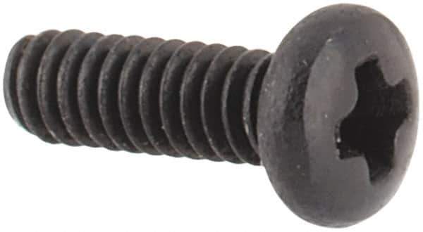 Made in USA - #0-80 UNF, 3/16" Length Under Head Phillips Drive Machine Screw - Pan Head, Grade 18-8 Stainless Steel, Black Oxide Finish, Without Washer - Eagle Tool & Supply