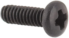 Made in USA - #0-80 UNF, 3/16" Length Under Head Phillips Drive Machine Screw - Pan Head, Grade 18-8 Stainless Steel, Black Oxide Finish, Without Washer - Eagle Tool & Supply