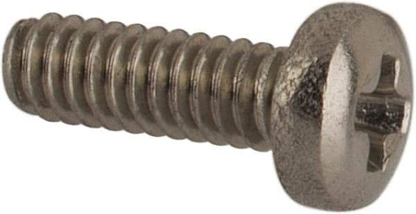 Made in USA - #0-80 UNF, 3/16" Length Under Head Phillips Drive Machine Screw - Pan Head, Grade 18-8 Stainless Steel, Black Oxide Finish, Without Washer - Eagle Tool & Supply