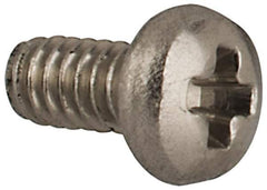 Made in USA - #0-80 UNF, 1/8" Length Under Head Phillips Drive Machine Screw - Pan Head, Grade 18-8 Stainless Steel, Without Washer - Eagle Tool & Supply