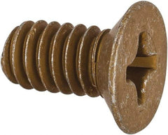 Made in USA - 1/4-20 UNC, 1/2" OAL Phillips Drive Machine Screw - Flat Head, Grade 3 Steel, Yellow Cadmium-Plated Finish, Without Washer - Eagle Tool & Supply