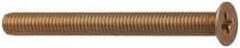 Made in USA - #8-32 UNC, 2" OAL Phillips Drive Machine Screw - Flat Head, Grade 3 Steel, Yellow Cadmium-Plated Finish, Without Washer - Eagle Tool & Supply