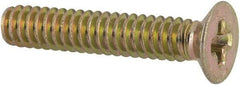Made in USA - #4-40 UNC, 5/8" OAL Phillips Drive Machine Screw - Flat Head, Grade 3 Steel, Yellow Cadmium-Plated Finish, Without Washer - Eagle Tool & Supply