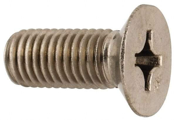 Made in USA - 1/4-28 UNF, 5/8" OAL Phillips Drive Machine Screw - Flat Head, Grade 18-8 Stainless Steel, Passivated Finish, Without Washer - Eagle Tool & Supply