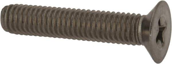 Made in USA - #10-32 UNF, 1" OAL Phillips Drive Machine Screw - Flat Head, Grade 18-8 Stainless Steel, Passivated Finish, Without Washer - Eagle Tool & Supply