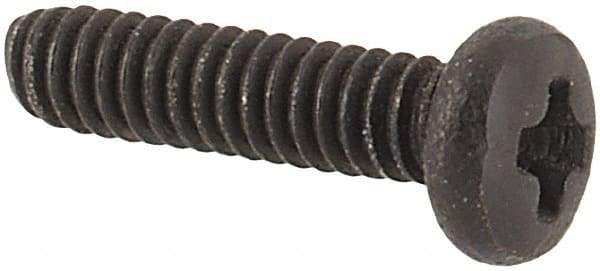 Made in USA - #0-80 UNF, 1/4" Length Under Head Phillips Drive Machine Screw - Pan Head, Grade 18-8 Stainless Steel, Black Oxide Finish, Without Washer - Eagle Tool & Supply