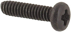 Made in USA - #0-80 UNF, 1/4" Length Under Head Phillips Drive Machine Screw - Pan Head, Grade 18-8 Stainless Steel, Black Oxide Finish, Without Washer - Eagle Tool & Supply