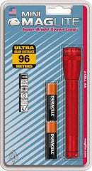 Mag-Lite - Krypton Bulb, 14 Lumens, Mini Flashlight - Red Body, 2 AA Alkaline Batteries Included - Eagle Tool & Supply